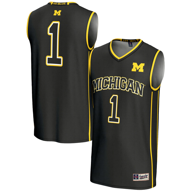#1 Michigan Wolverines GameDay Greats Lightweight Basketball Jersey - Black
