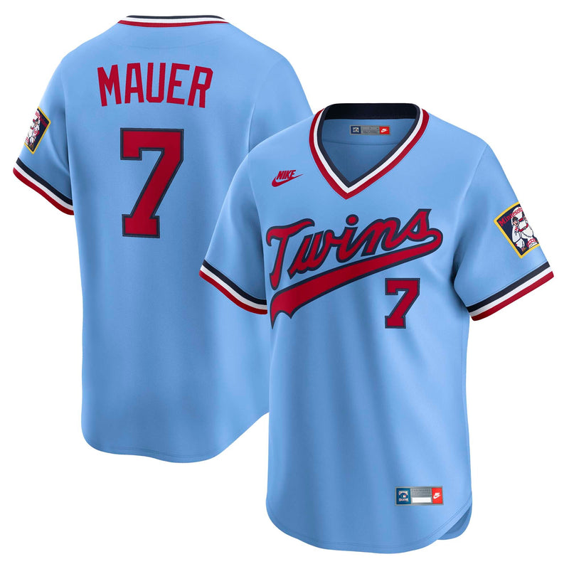 Minnesota Twins Joe Mauer Nike Light Blue Throwback Cooperstown Collection Limited Jersey