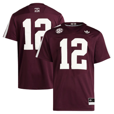 #12 Texas A&M Aggies adidas Premier Strategy Jersey - Maroon