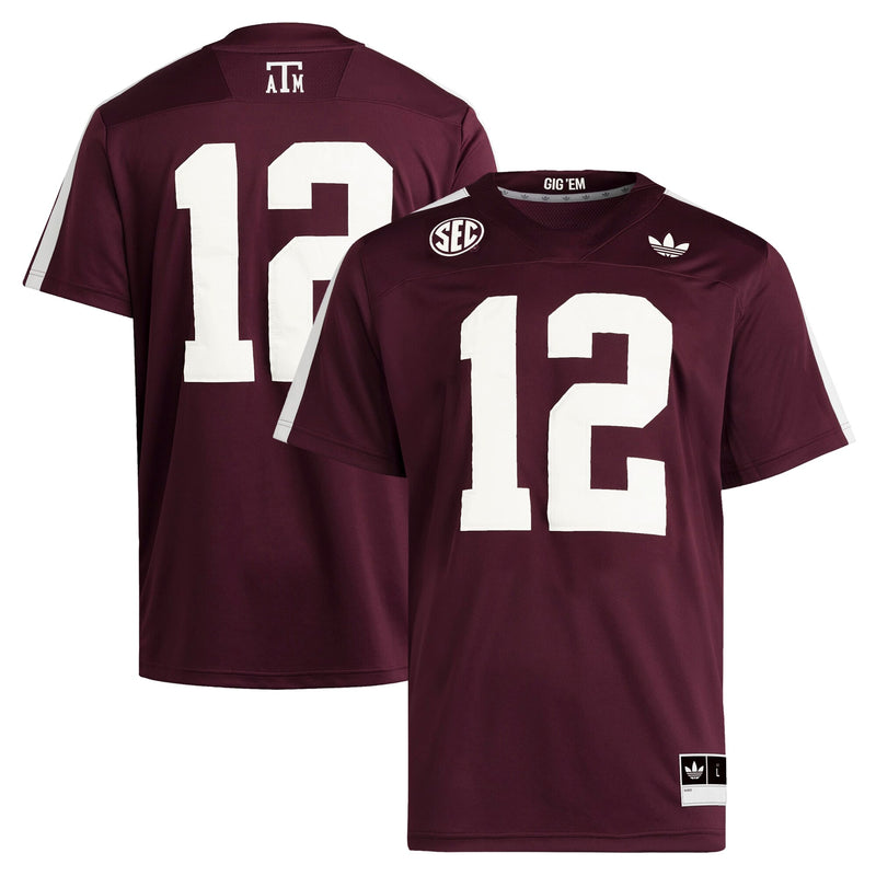 #12 Texas A&M Aggies adidas Premier Strategy Jersey - Maroon