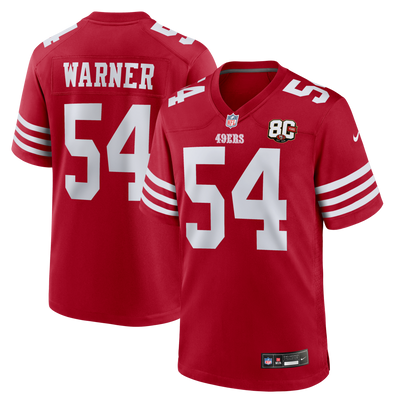 San Francisco 49ers Fred Warner Nike Scarlet 80th Anniversary Game Jersey