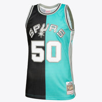 San Antonio Spurs Mitchell & Ness David Robinson 1998 Split Swingman Jersey - Black/Teal