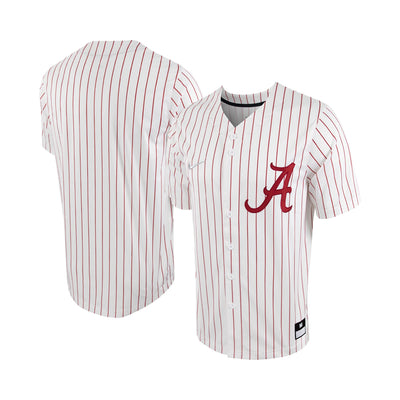Nike White/Crimson Alabama Crimson Tide Pinstripe Replica Full-Button Baseball Jersey