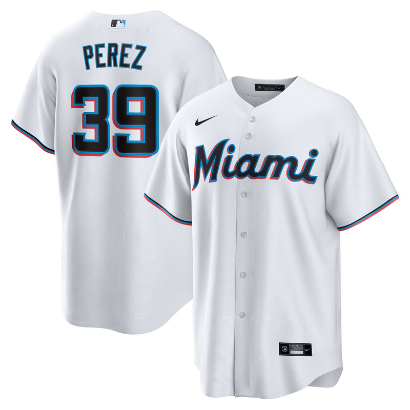 Miami Marlins Eury Perez Nike White Home Replica Jersey
