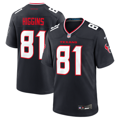 Houston Texans Jayden Higgins Nike Navy Game Jersey