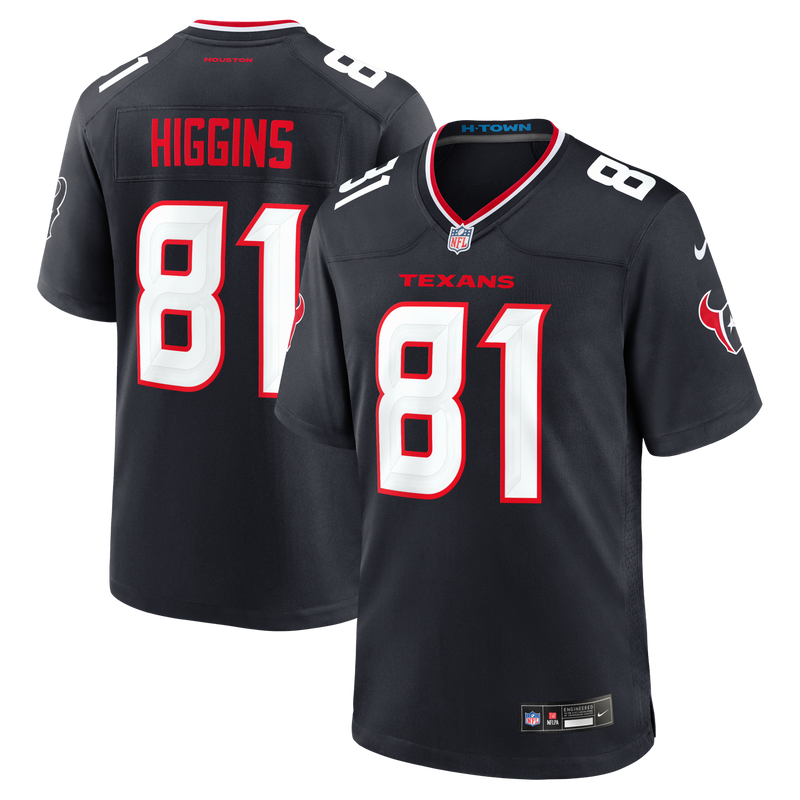Houston Texans Jayden Higgins Nike Navy Game Jersey