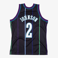 Charlotte Hornets Mitchell & Ness Larry Johnson 1992 Reload Swingman Authentic Jersey - Black