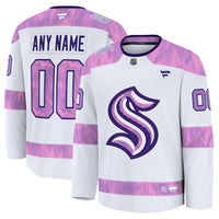 Seattle Kraken Fanatics White 2024 Hockey Fights Cancer Custom Practice Jersey