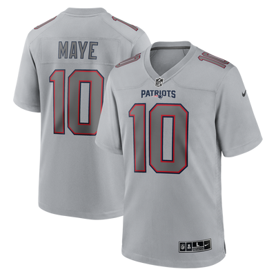 New England Patriots Drake Maye Nike Gray Atmosphere Fashion Game Jersey