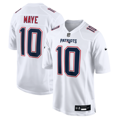 New England Patriots Drake Maye Nike Tundra White Game Jersey