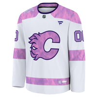 Calgary Flames Fanatics White 2024 Hockey Fights Cancer Custom Practice Jersey