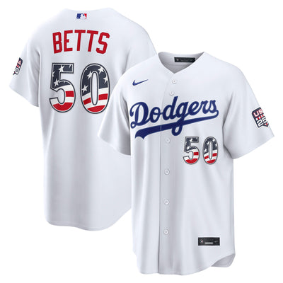 Fourth of July Los Angeles Dodgers Mookie Betts Nike White USA 250 Stadium Jersey