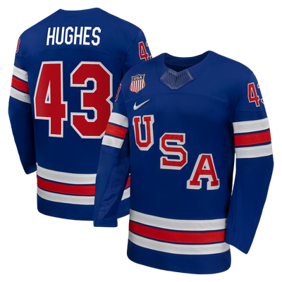 Quinn Hughes Nike Royal US Hockey 2026 Home Replica Jersey