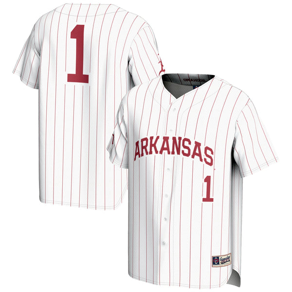 #1 Arkansas Razorbacks GameDay Greats Lightweight Baseball Jersey - White