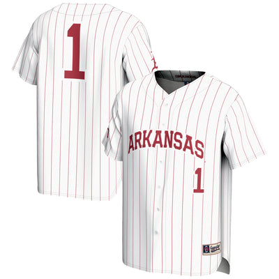 #1 Arkansas Razorbacks GameDay Greats Lightweight Baseball Jersey - White
