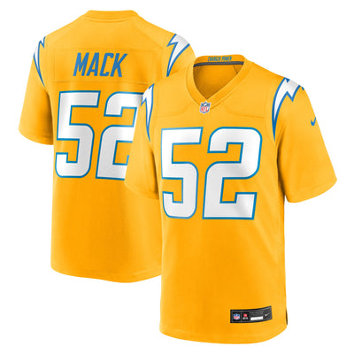 Los Angeles Chargers Khalil Mack Nike Gold Alternate Charger Power Game Player Jersey