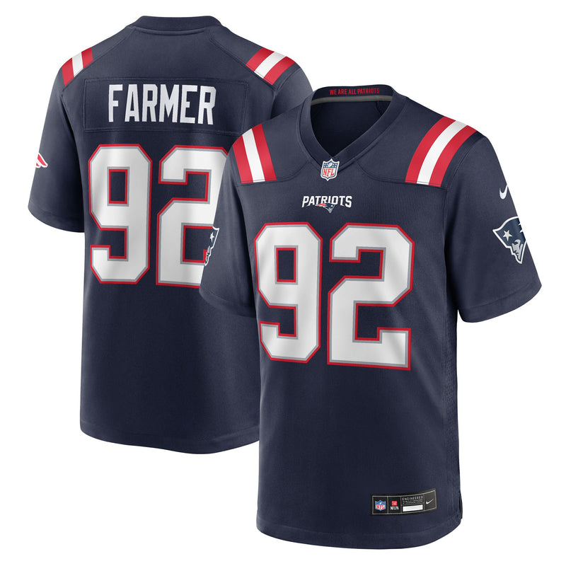 New England Patriots Joshua Farmer Nike Navy Team Game Jersey