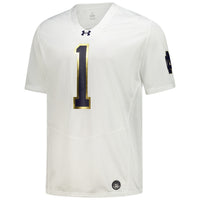 Notre Dame Fighting Irish Under Armour #1 Replica Football Jersey - White