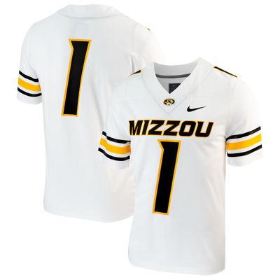 #1 Missouri Tigers Nike Replica Football Jersey - White