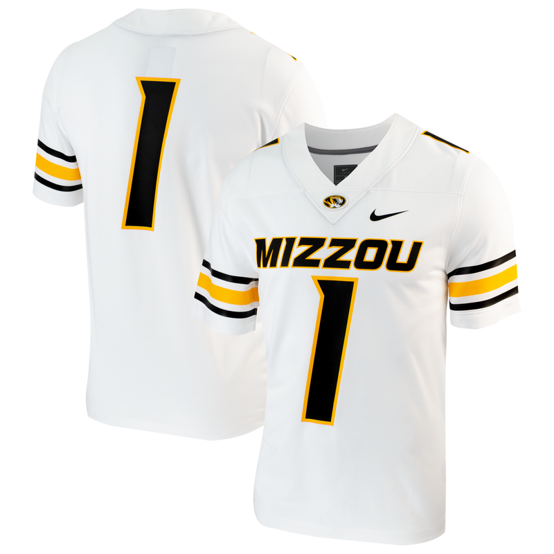#1 Missouri Tigers Nike Replica Football Jersey - White