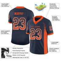 Custom Navy Orange-White Drift Fashion Football Jersey