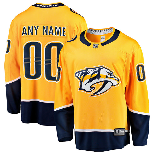 Nashville Predators Fanatics Gold Home Breakaway Custom Jersey