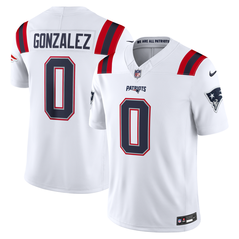 New England Patriots Christian Gonzalez Nike White Vapor F.U.S.E. Stitched Limited Jersey