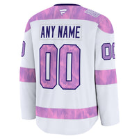 Calgary Flames Fanatics White 2024 Hockey Fights Cancer Custom Practice Jersey