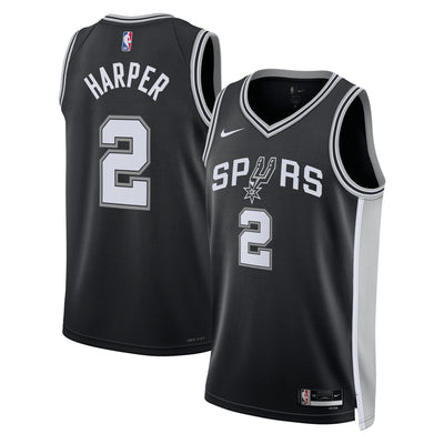 San Antonio Spurs Nike Icon Edition Swingman Jersey NBA 2025 First Round Draft Pick - Black - Dylan Harper