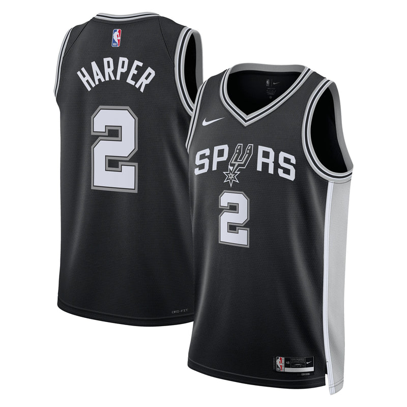 San Antonio Spurs Nike Icon Edition Swingman Jersey NBA 2025 First Round Draft Pick - Black - Dylan Harper