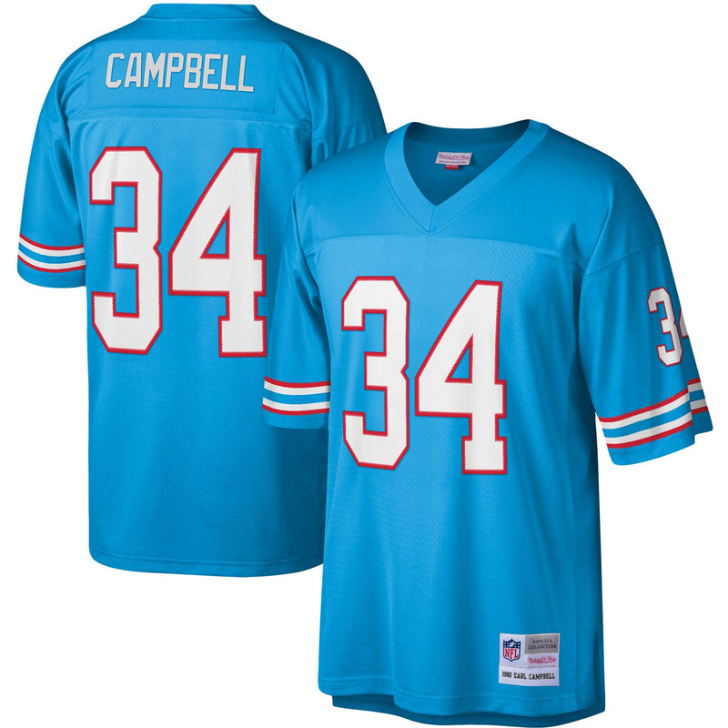 Houston Oilers Earl Campbell Mitchell & Ness Light Blue Legacy Replica Jersey