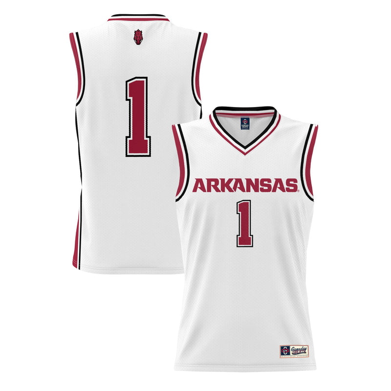 GameDay Greats #1 White Arkansas Razorbacks Lightweight Basketball Jersey