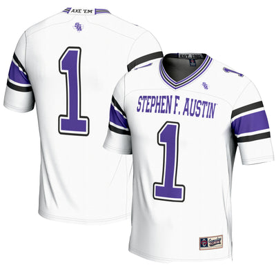#1 Stephen F Austin Lumberjacks GameDay Greats Endzone Football Jersey - White