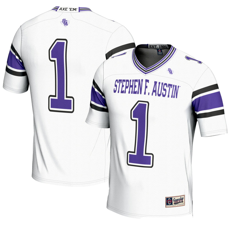 #1 Stephen F Austin Lumberjacks GameDay Greats Endzone Football Jersey - White