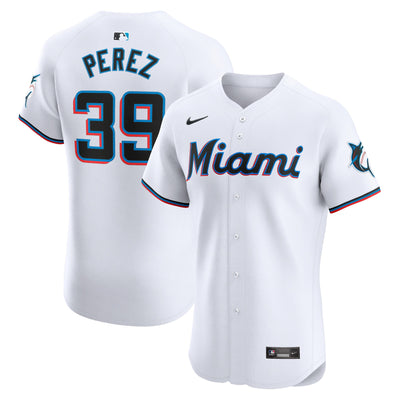 Miami Marlins Eury Perez Nike White Home Elite Player Jersey