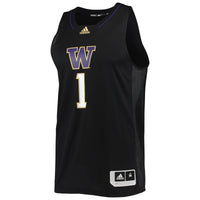 #1 Washington Huskies adidas Swingman Basketball Jersey - Black