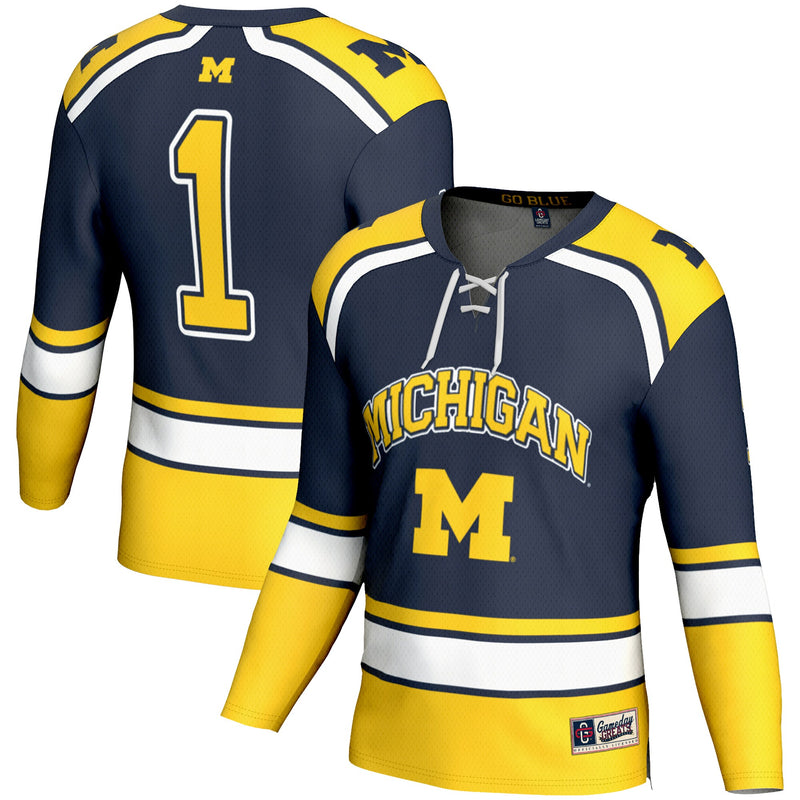 #1 Michigan Wolverines GameDay Greats Hockey Jersey - Navy