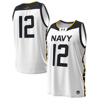 #12 Navy Midshipmen Under Armour Jolly Rogers Alternate Replica Basketball Jersey - White