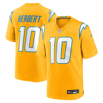 Los Angeles Chargers Justin Herbert Nike Gold Alternate Charger Power Game Player Jersey