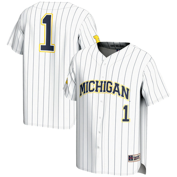 #1 Michigan Wolverines GameDay Greats Lightweight Baseball Fashion Jersey - White