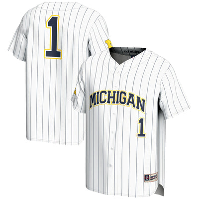 #1 Michigan Wolverines GameDay Greats Lightweight Baseball Fashion Jersey - White