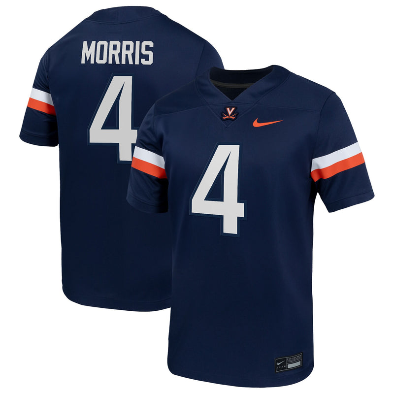 Chandler Morris Virginia Cavaliers Nike Home NIL Football Game Jersey - Navy