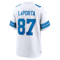 Detroit Lions Sam LaPorta Nike White White Game Jersey