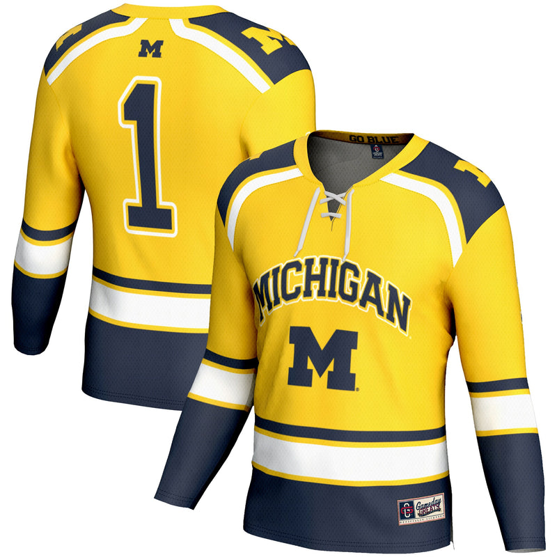#1 Michigan Wolverines GameDay Greats Hockey Jersey - Maize