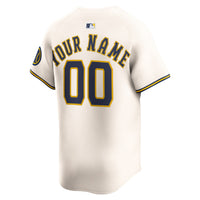 Milwaukee Brewers Nike Cream Home Limited Custom Jersey