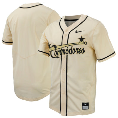 Nike Natural Vanderbilt Commodores Replica Full-Button Baseball Jersey