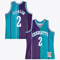 Charlotte Hornets Mitchell & Ness Larry Johnson 1992 Split Swingman Jersey