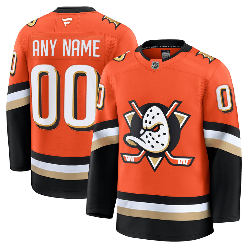 Anaheim Ducks Fanatics Orange Home Premium Custom Jersey