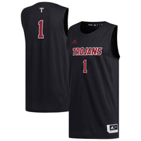 #1 Troy University Trojans adidas Replica Basketball Jersey - Black