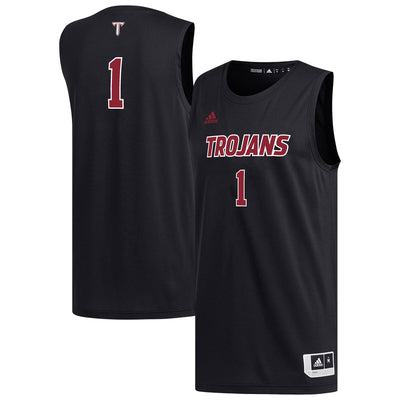 #1 Troy University Trojans adidas Replica Basketball Jersey - Black